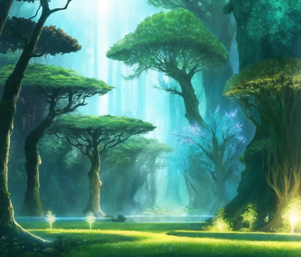 幻想の輝き・神秘の森の風景画