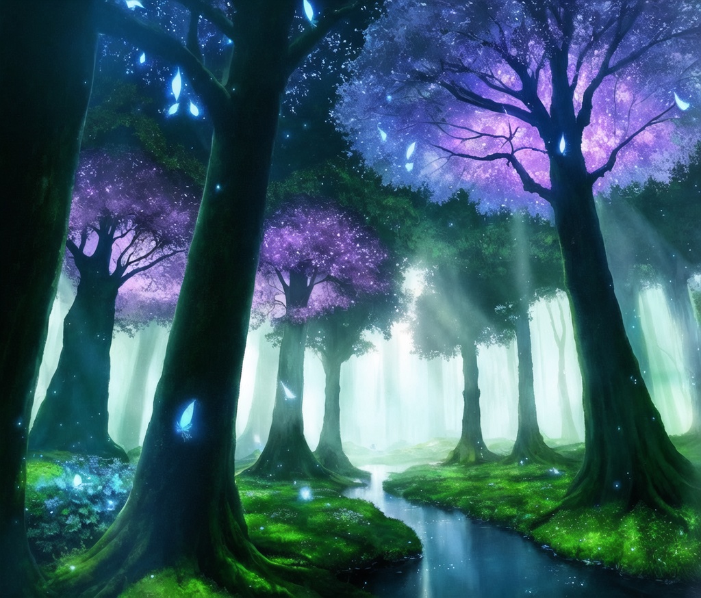 幻想の輝き・神秘の森の風景画