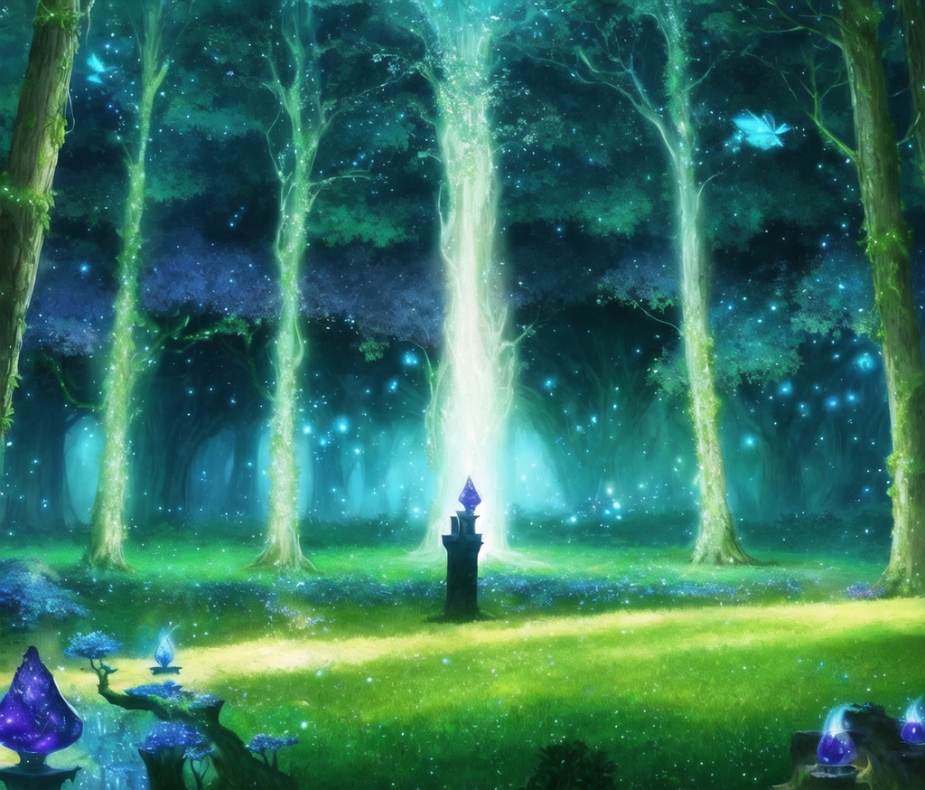 幻想の輝き・神秘の森の風景画