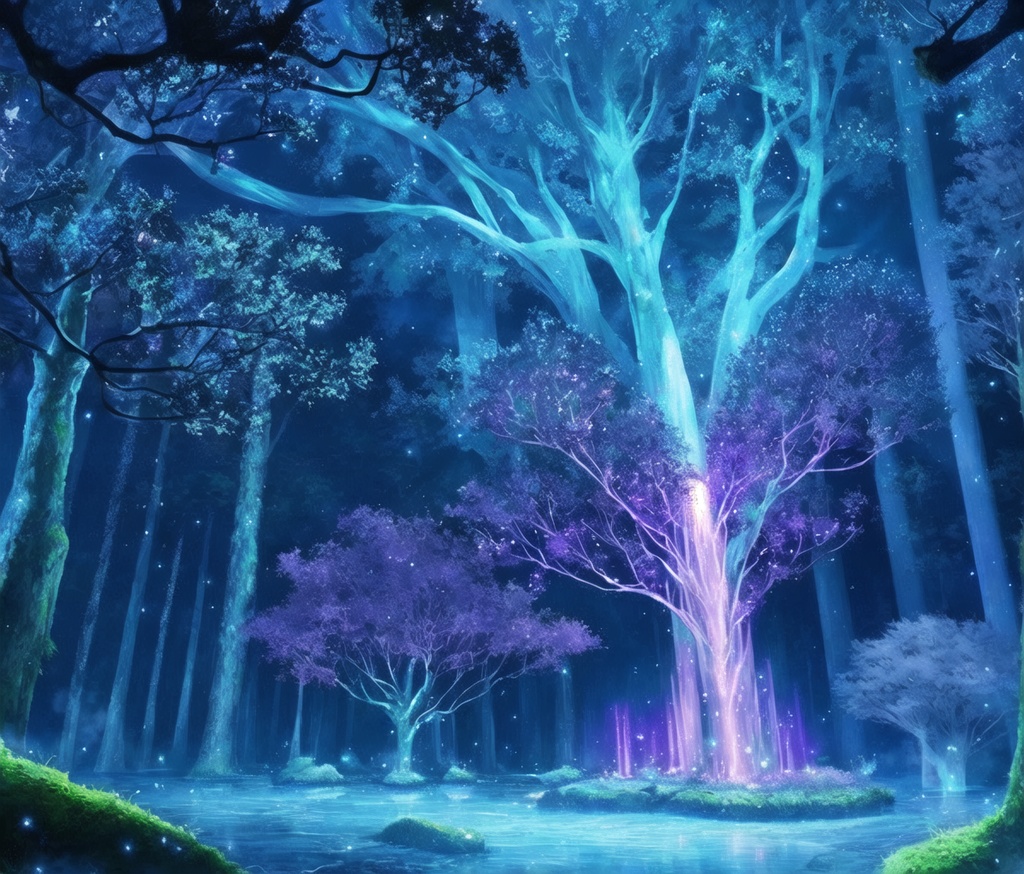 幻想の輝き・神秘の森の風景画