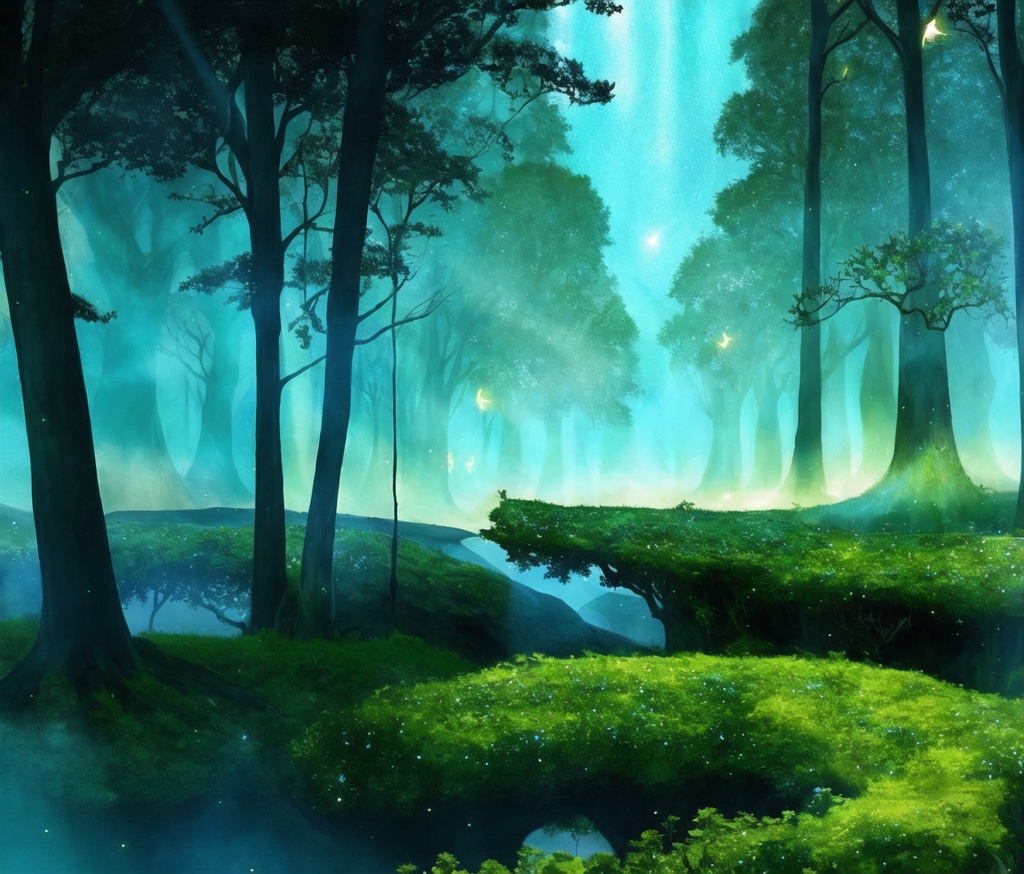 幻想の輝き・神秘の森の風景画