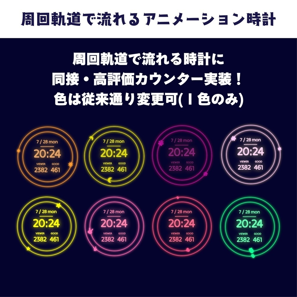 【わんコメ用高評価同接カウンター差分あり】周回軌道モチーフ時計