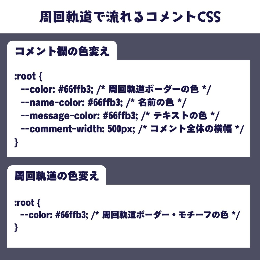 【OBS】周回軌道で流れるコメントCSS【色変え自由】