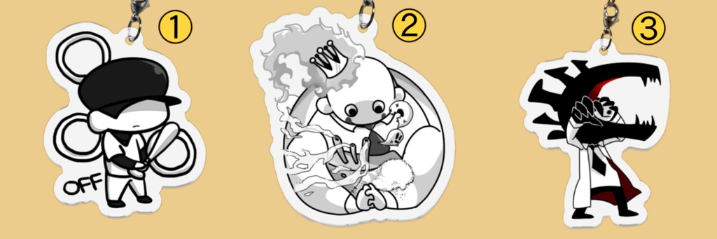 【off】缶バッチ、アクリルストラップ、ハンカチタオル