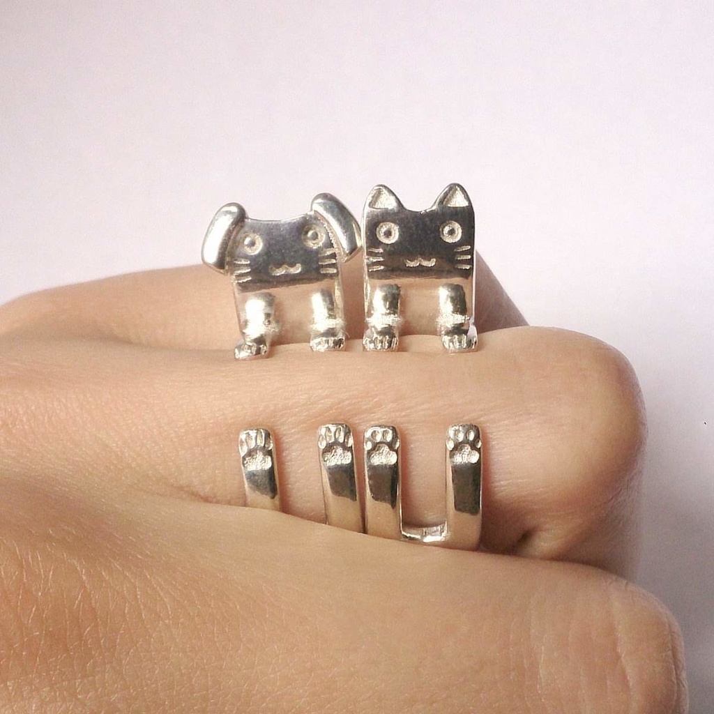 抱きしめる犬シルバーリング