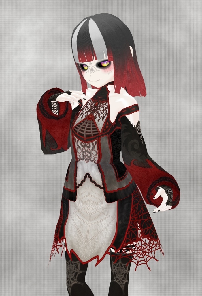 VRoid用【蜘蛛モチーフチャイナ風ワンピセット】