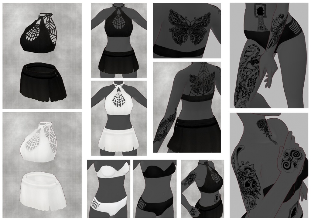 VRoid用【蜘蛛の巣水着&タトゥセット】