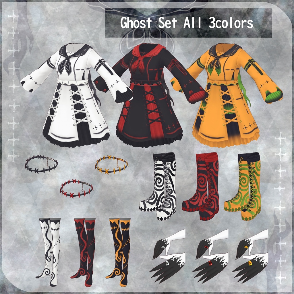 VRoid用【おばけコーデセット】Ghost Dress Set 3colors
