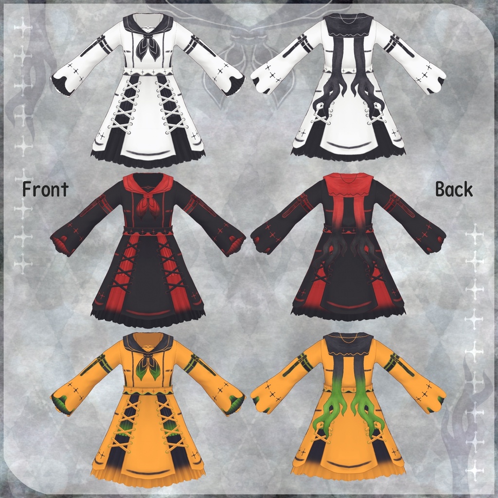 VRoid用【おばけコーデセット】Ghost Dress Set 3colors