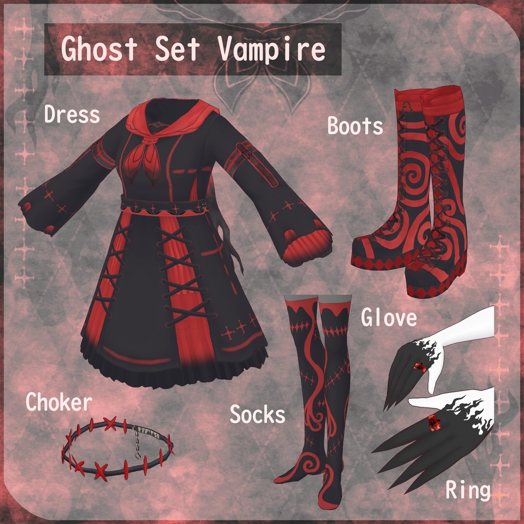 VRoid用【おばけコーデセット】Ghost Dress Set 3colors