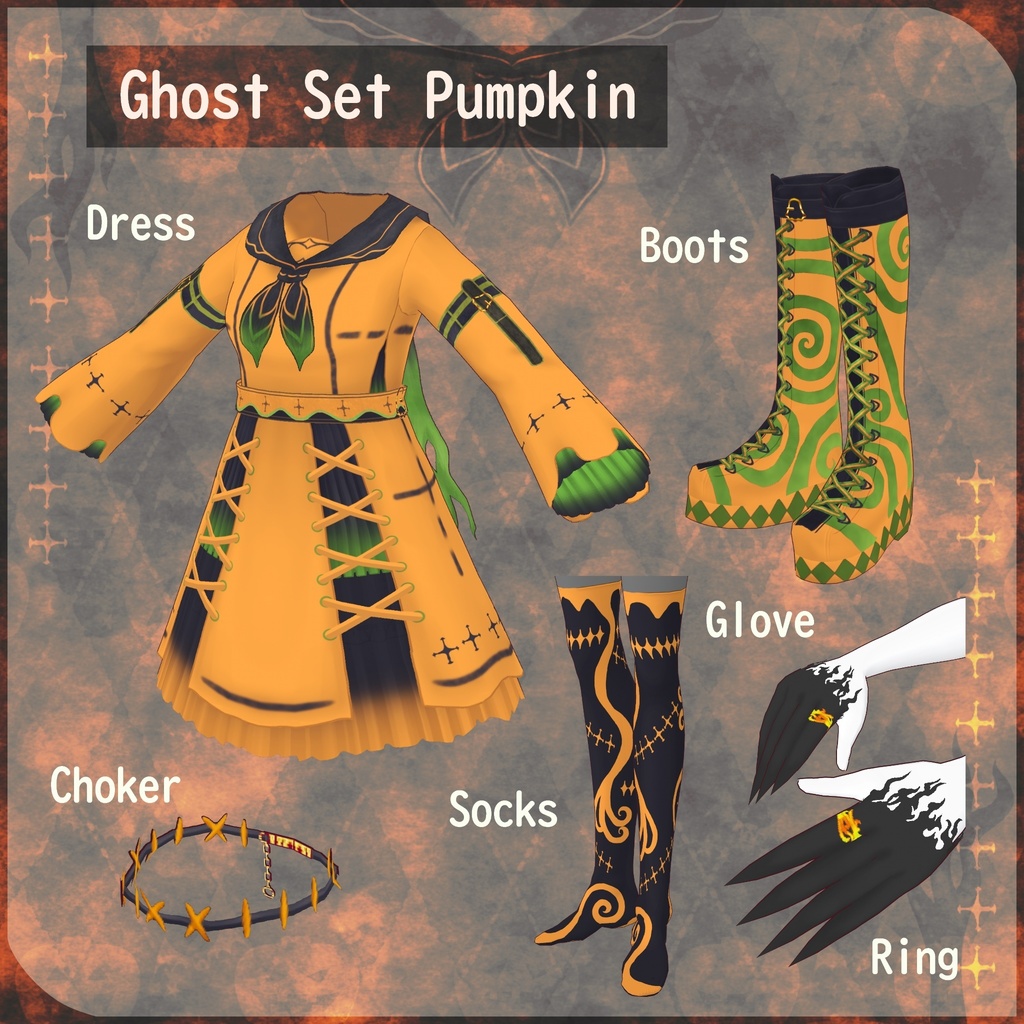 VRoid用【おばけコーデセット】Ghost Dress Set 3colors