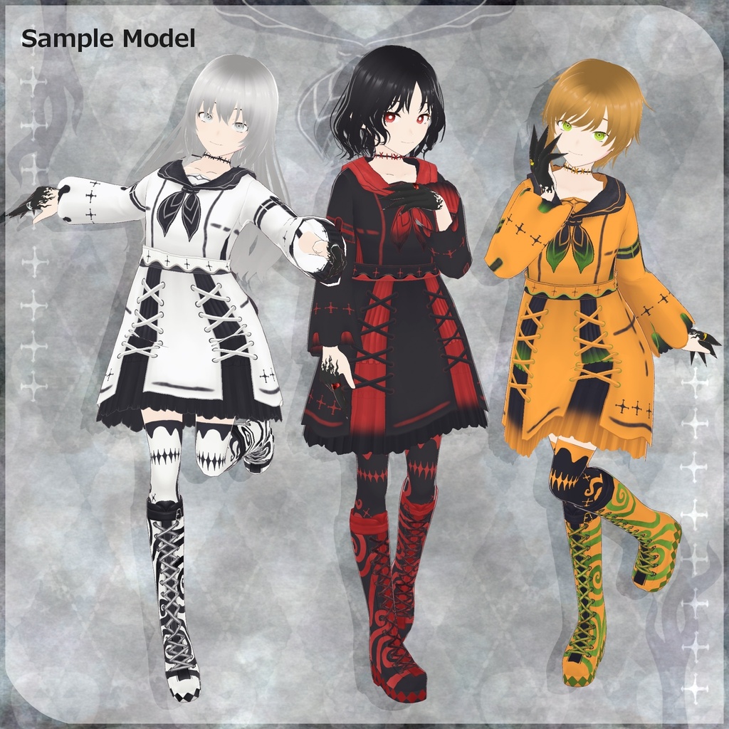 VRoid用【おばけコーデセット】Ghost Set 3colors※単品商品用