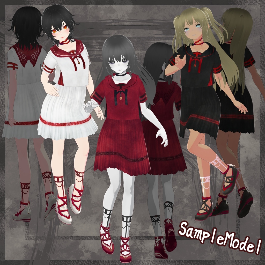 VRoid用【こっくりさんセーラー3色セット】Ouija Board 3colors Set