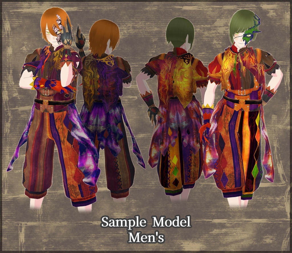 男女用/VRoid用【ジャック・オー・ランタンセット】Jack-o'-lantern Coordinate Set