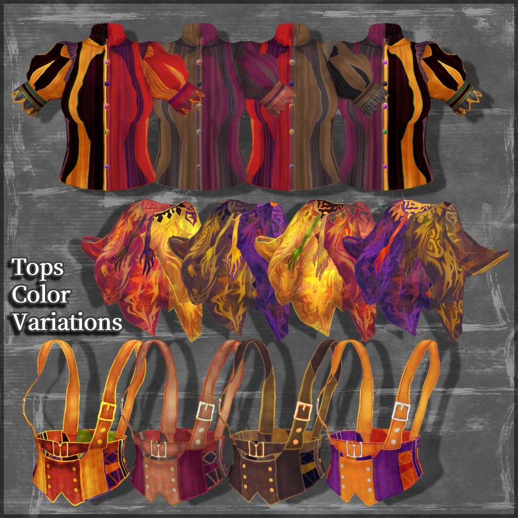 男女用/VRoid用【ジャック・オー・ランタンセット】Jack-o'-lantern Coordinate Set