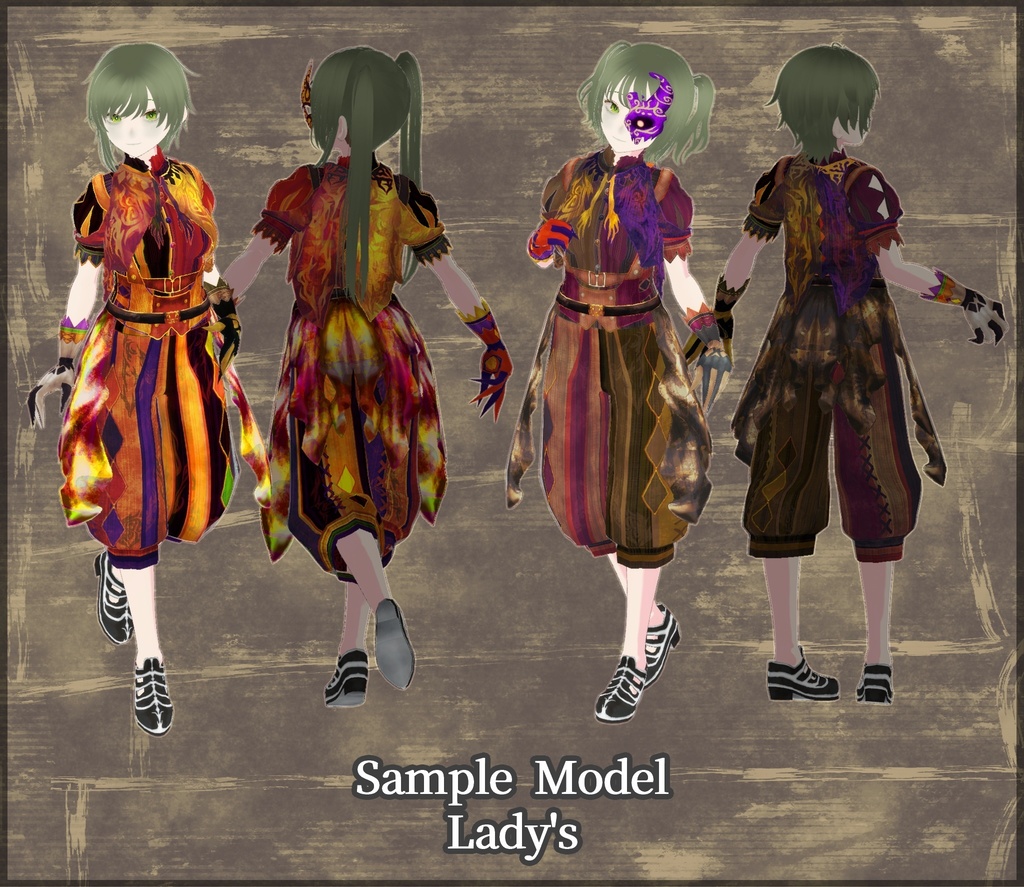 男女用/VRoid用【ジャック・オー・ランタンセット】Jack-o'-lantern Coordinate Set