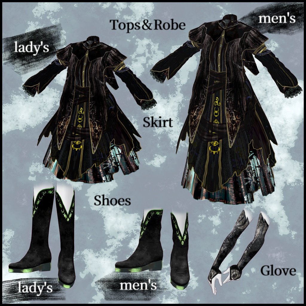 VRoid用【祭礼服Set】Sabbat lady'sSet&men'sSet