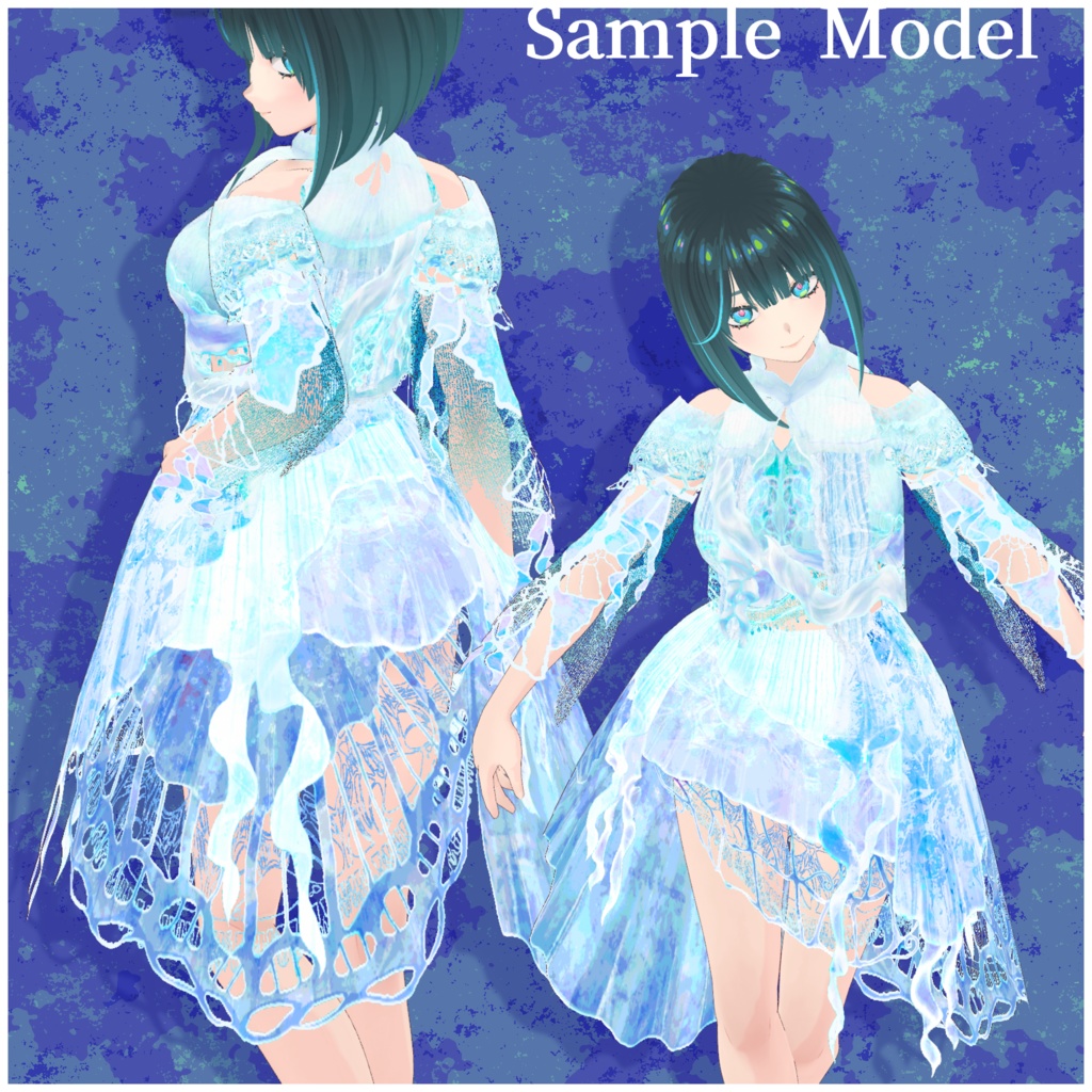 ※別商品にてカラバリ追加※VRoid用衣装【くらげドレスセット】jerryfish Dress&Inner Set