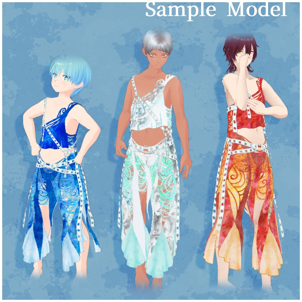 VRoid用衣装【クラーケン水着5色セット メンズ】Kraken SwimWear5Set men's