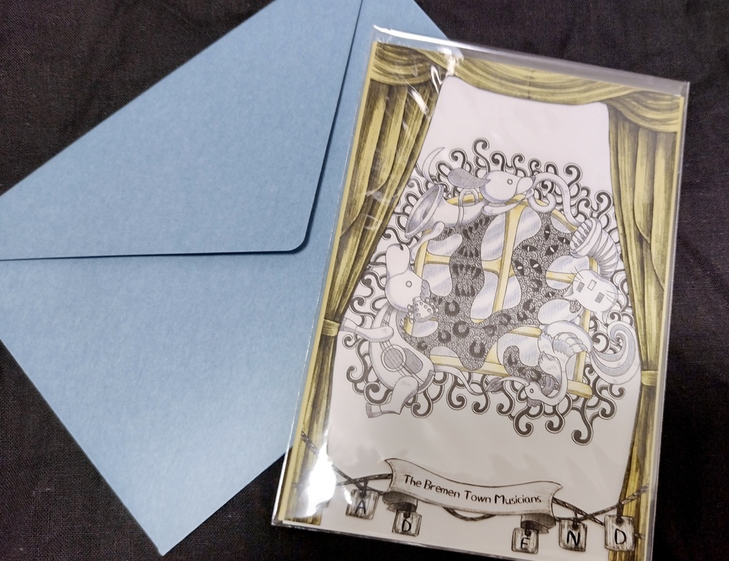 【額なし原画】グリム童話・ブレーメンの音楽隊