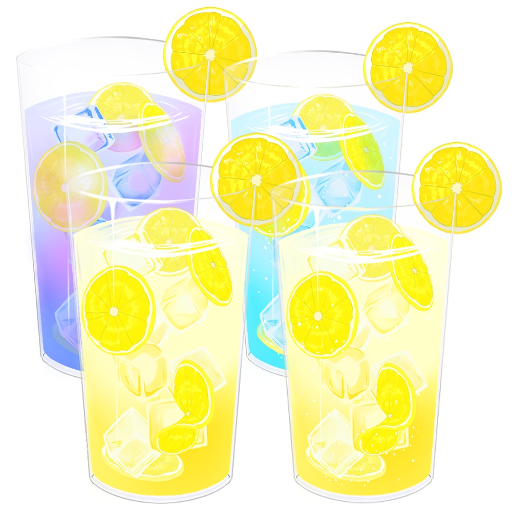 【イラスト素材】レモネード/レモンスカッシュ/バタフライピーティー/ラムネ