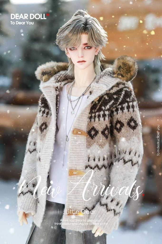 【予約】Fair Isle ニットカーディガンセット(レッキスラビットファー付け襟)【SDGr・SD13】【SD17・65‐68㎝】【70-73cm】【id72-id75,YC77】