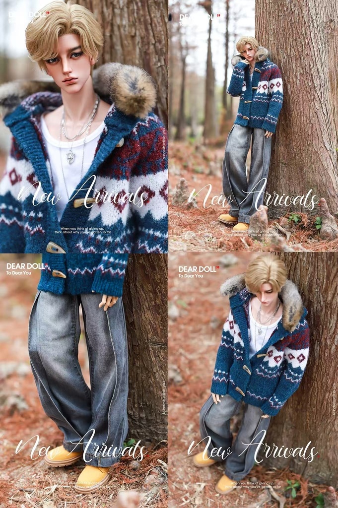 【予約】Fair Isle ニットカーディガンセット(レッキスラビットファー付け襟)【SDGr・SD13】【SD17・65‐68㎝】【70-73cm】【id72-id75,YC77】