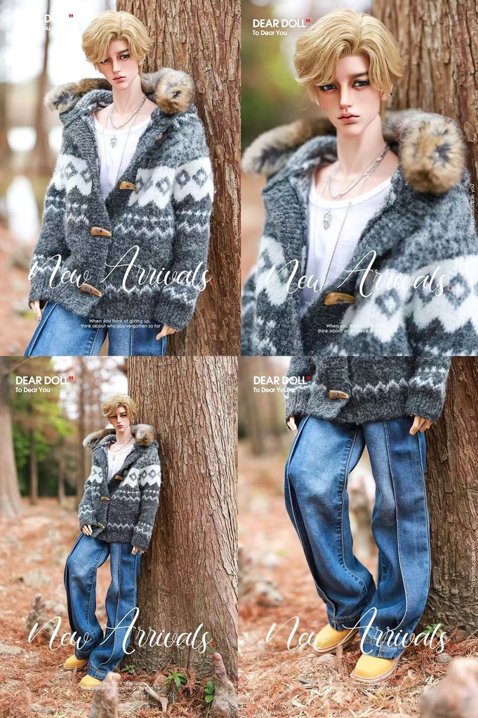 【予約】Fair Isle ニットカーディガンセット(レッキスラビットファー付け襟)【SDGr・SD13】【SD17・65‐68㎝】【70-73cm】【id72-id75,YC77】