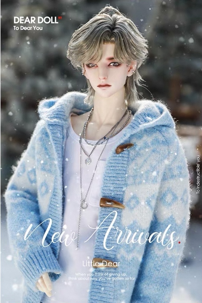 【予約】Fair Isle ニットカーディガンセット(レッキスラビットファー付け襟)【SDGr・SD13】【SD17・65‐68㎝】【70-73cm】【id72-id75,YC77】