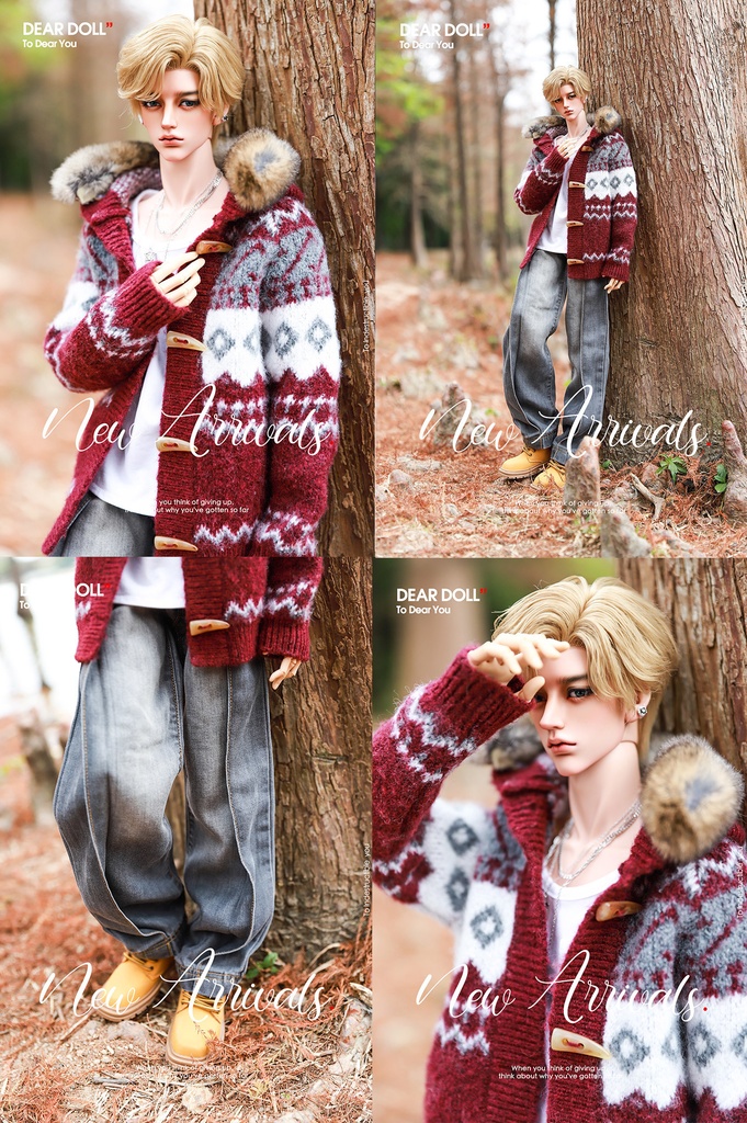 【予約】Fair Isle ニットカーディガンセット(レッキスラビットファー付け襟)【SDGr・SD13】【SD17・65‐68㎝】【70-73cm】【id72-id75,YC77】