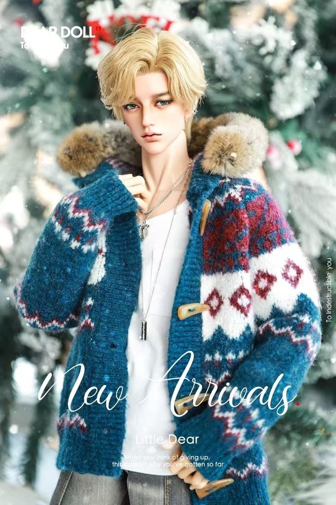 【予約】Fair Isle ニットカーディガンセット（レッキスラビットファー付け襟）【SDGr・SD13】【SD17・65‐68㎝】【70-73cm】【id72-id75，YC77】