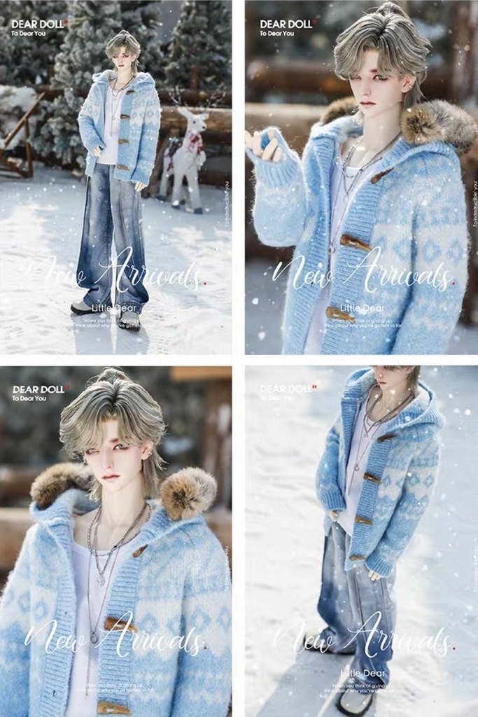 【予約】Fair Isle ニットカーディガンセット(レッキスラビットファー付け襟)【SDGr・SD13】【SD17・65‐68㎝】【70-73cm】【id72-id75,YC77】