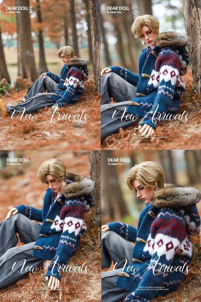 【予約】Fair Isle ニットカーディガンセット(レッキスラビットファー付け襟)【SDGr・SD13】【SD17・65‐68㎝】【70-73cm】【id72-id75,YC77】