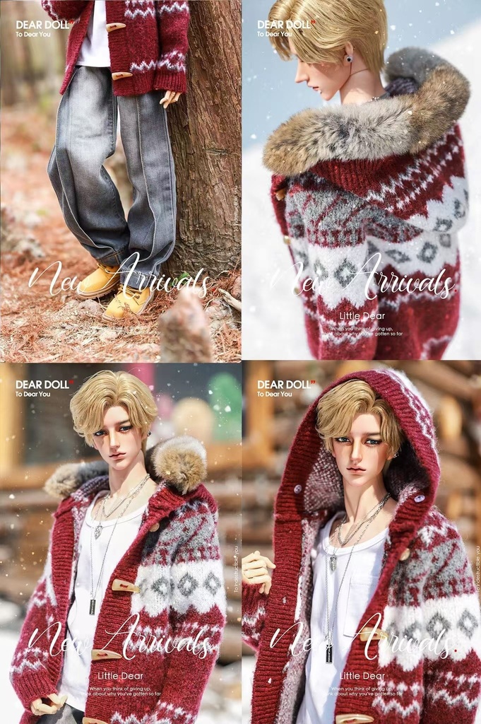 【予約】Fair Isle ニットカーディガンセット(レッキスラビットファー付け襟)【SDGr・SD13】【SD17・65‐68㎝】【70-73cm】【id72-id75,YC77】