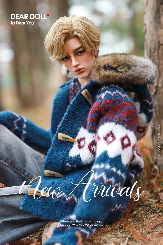 【予約】Fair Isle ニットカーディガンセット(レッキスラビットファー付け襟)【SDGr・SD13】【SD17・65‐68㎝】【70-73cm】【id72-id75,YC77】