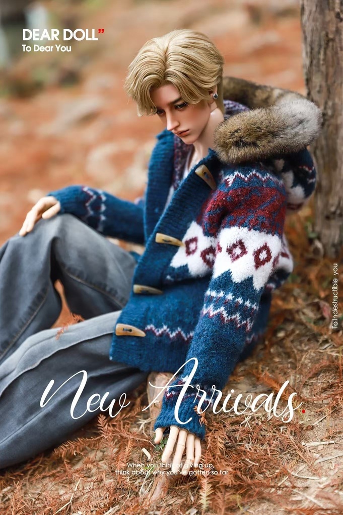 【予約】Fair Isle ニットカーディガンセット(レッキスラビットファー付け襟)【SDGr・SD13】【SD17・65‐68㎝】【70-73cm】【id72-id75,YC77】