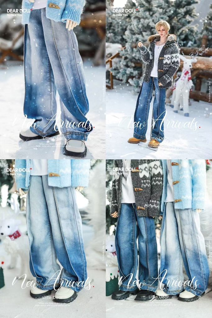 【予約】ワイドストレートデニムパンツ単品、ベーシックホワイトTシャツ単品【SDGr・SD13】【SD17・65‐68㎝】【70-73cm】【id72-id75,YC77】