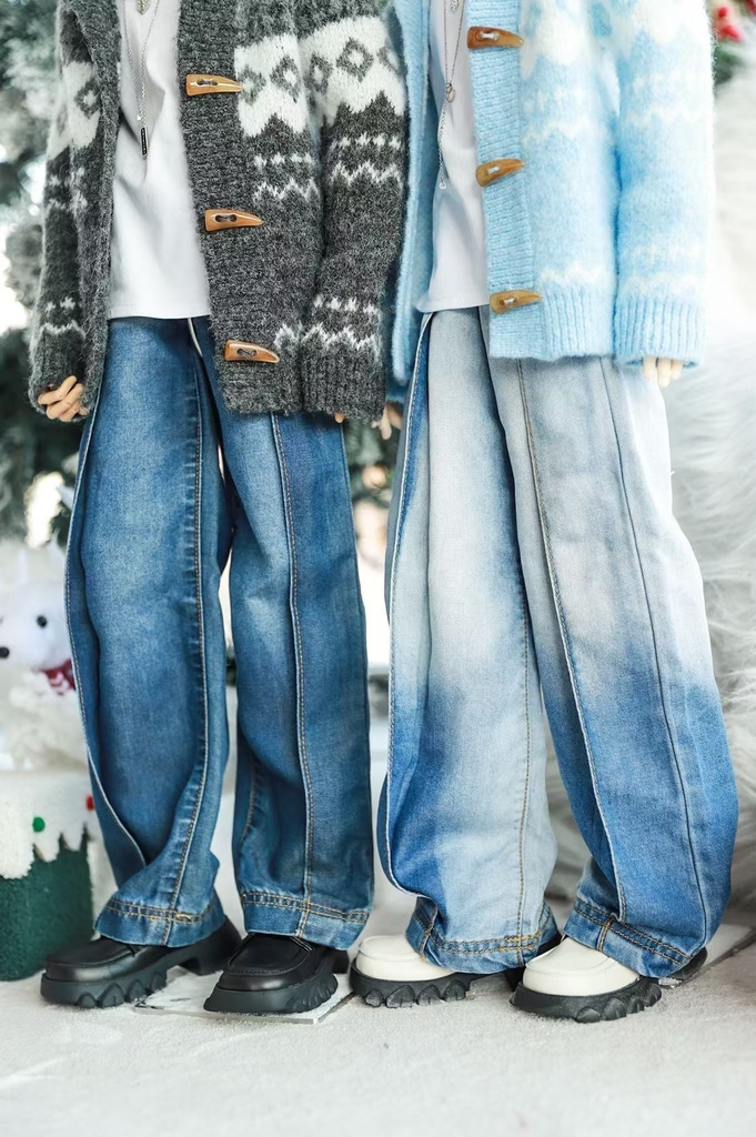 【予約】ワイドストレートデニムパンツ単品、ベーシックホワイトTシャツ単品【SDGr・SD13】【SD17・65‐68㎝】【70-73cm】【id72-id75,YC77】