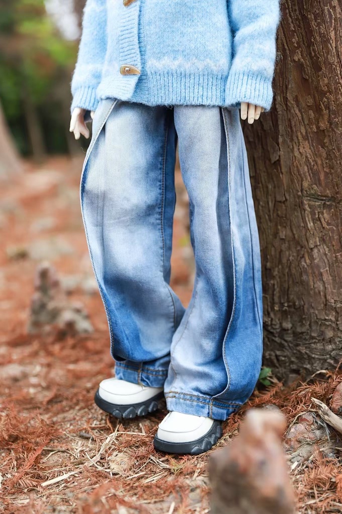 【予約】ワイドストレートデニムパンツ単品、ベーシックホワイトTシャツ単品【SDGr・SD13】【SD17・65‐68㎝】【70-73cm】【id72-id75,YC77】