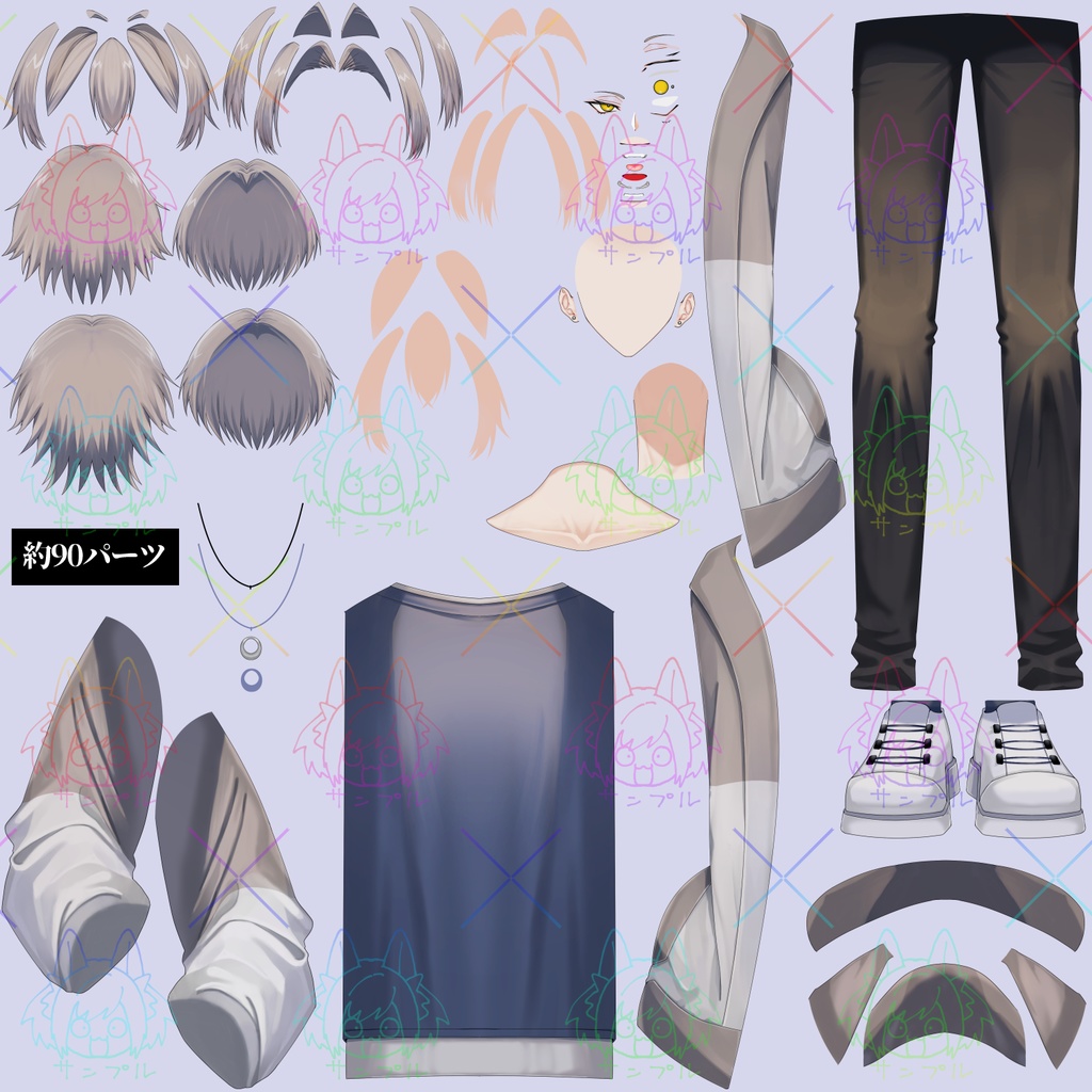 Live2D用パーツ分け済立ち絵 銀