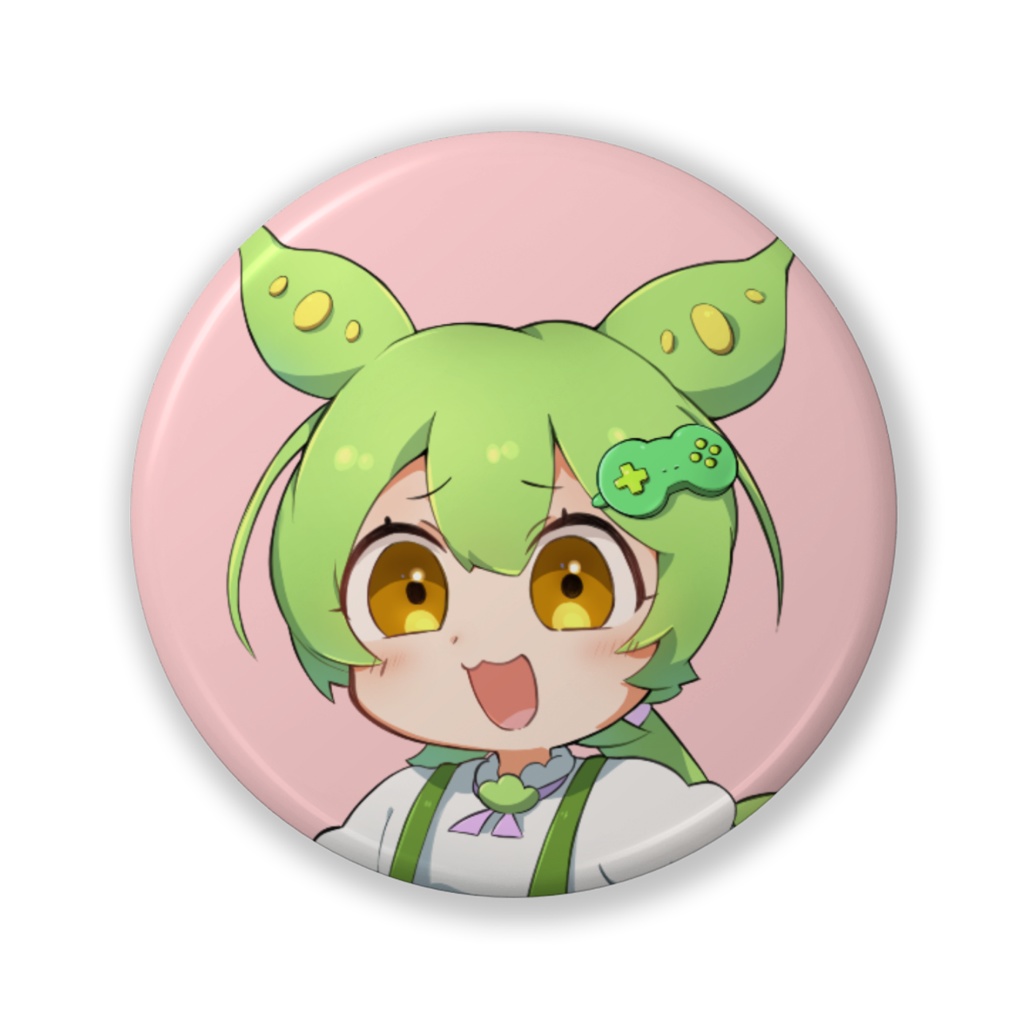 ずんだもん缶バッチ_フハハハver（ずんだまめ）