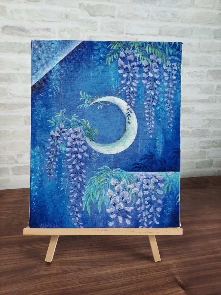 「月と藤 .2」F3 複製キャンバスアート