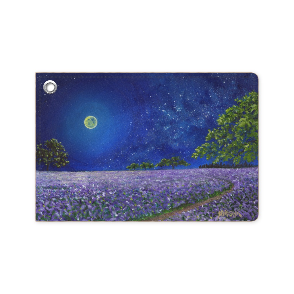 パスケース「月夜の花畑(紫)」