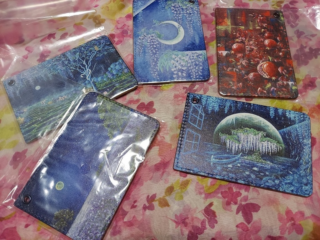 パスケース「月夜の花畑(紫)」