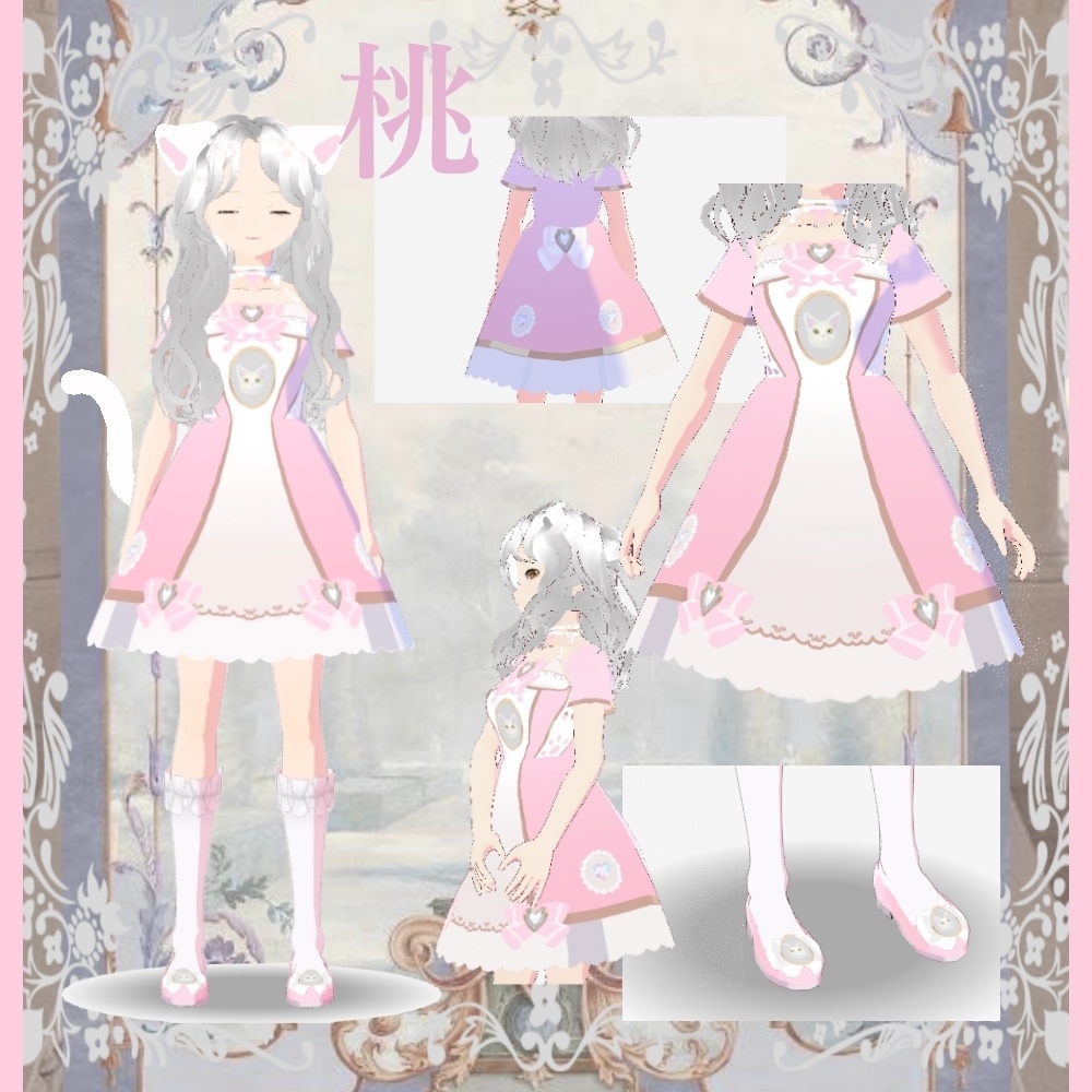 猫柄ドレス 5色