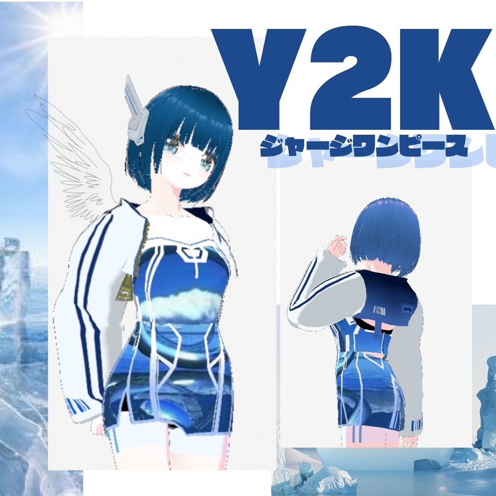 Y2K ワンピース+ジャケット+靴下