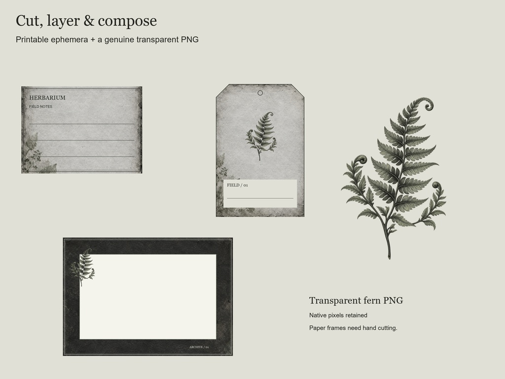 Black Herbarium — 黒い植物標本デジタルペーパー