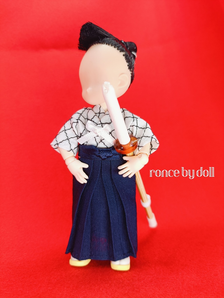 【受注】オビツ11ボディ 剣道着(柄×紺)竹刀セット