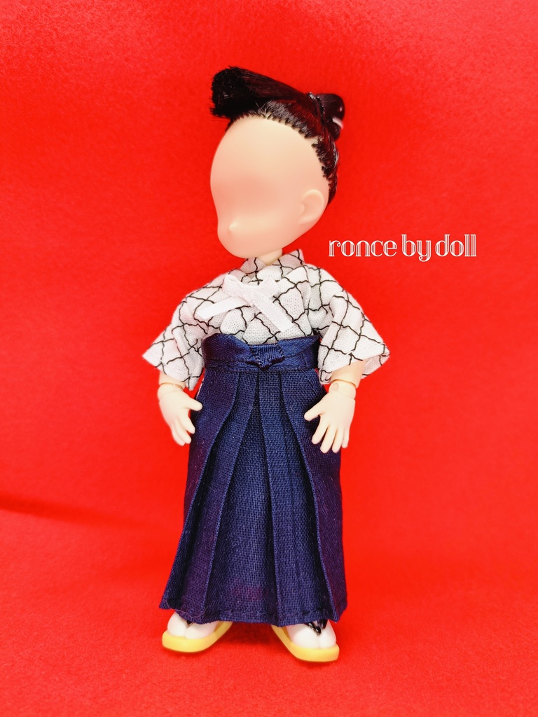 【受注】オビツ11ボディ 剣道着(柄×紺)竹刀セット