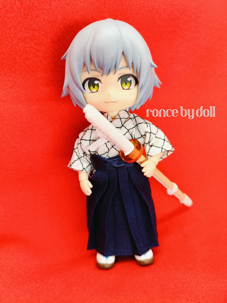 【受注】ねんどろいどどーるボディ 剣道着(柄×紺)竹刀セット